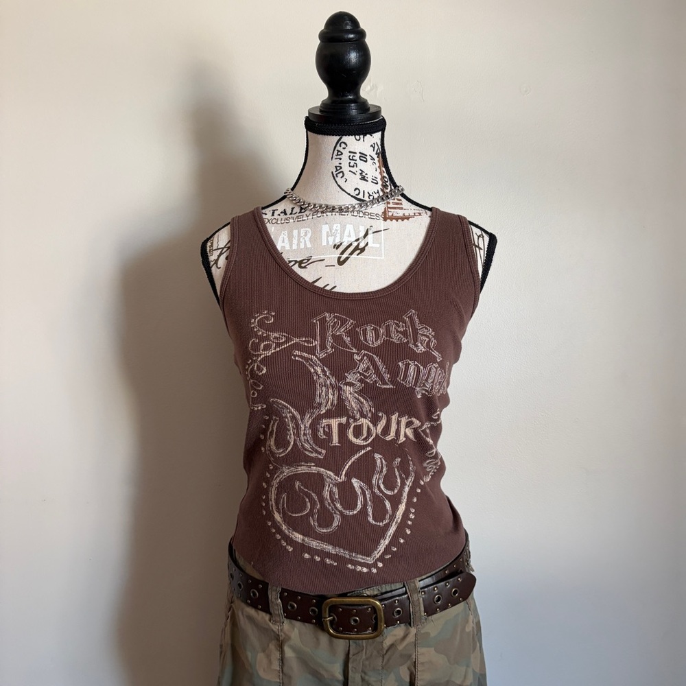 Self Esteem y2k brown rock angels tour ribbed tank top